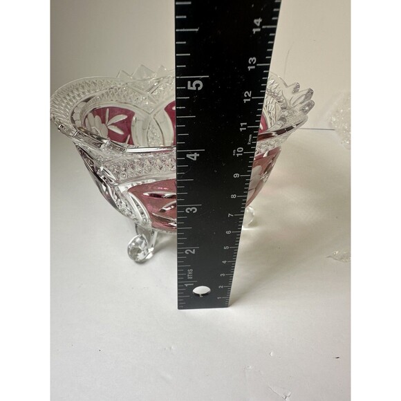 Vintage Anna Hutte  Bleikristall 3 Footed Hand Cut Lead Crystal Bowl Germany - Picture 11 of 11